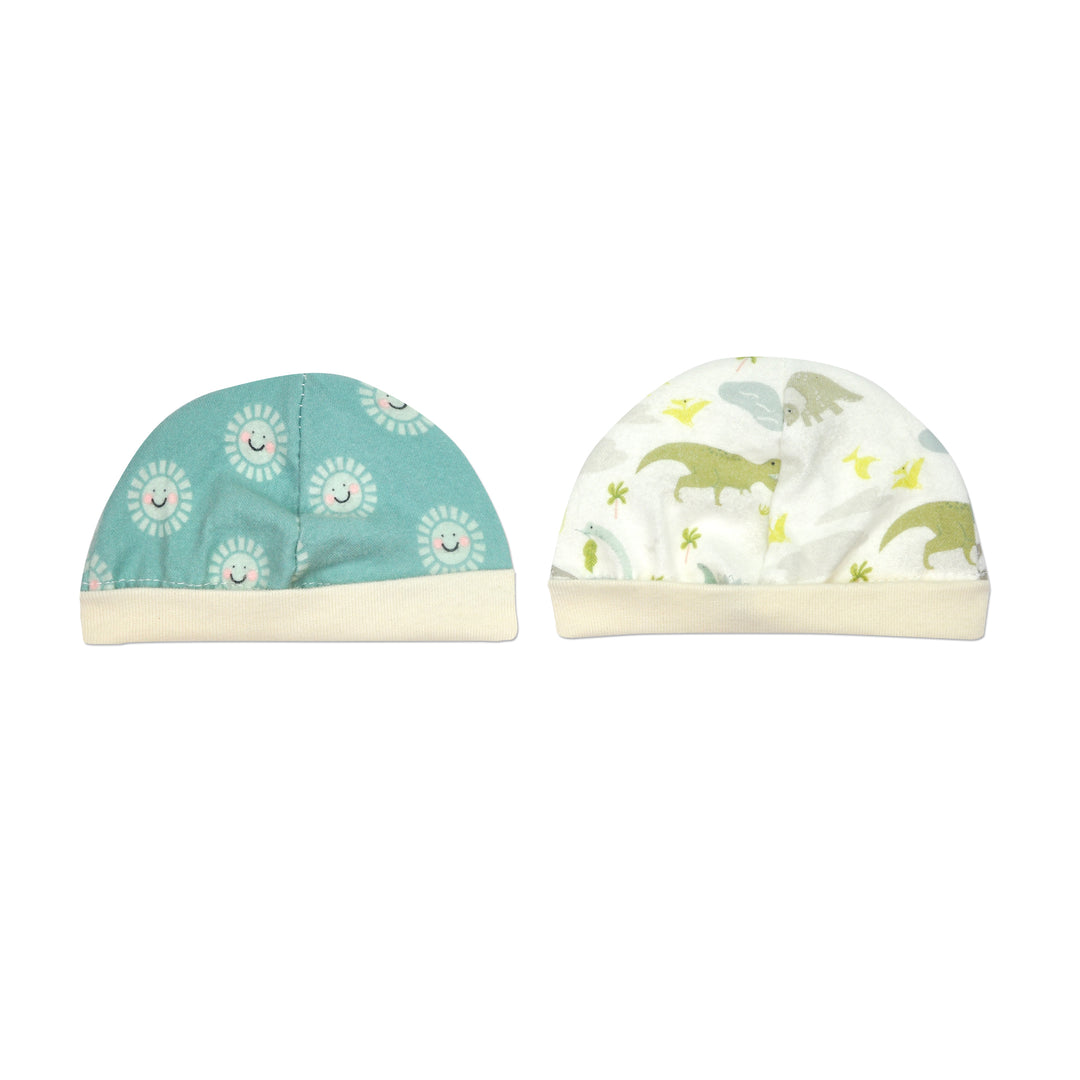 Happy Dino 2PK Flannel Cap Set