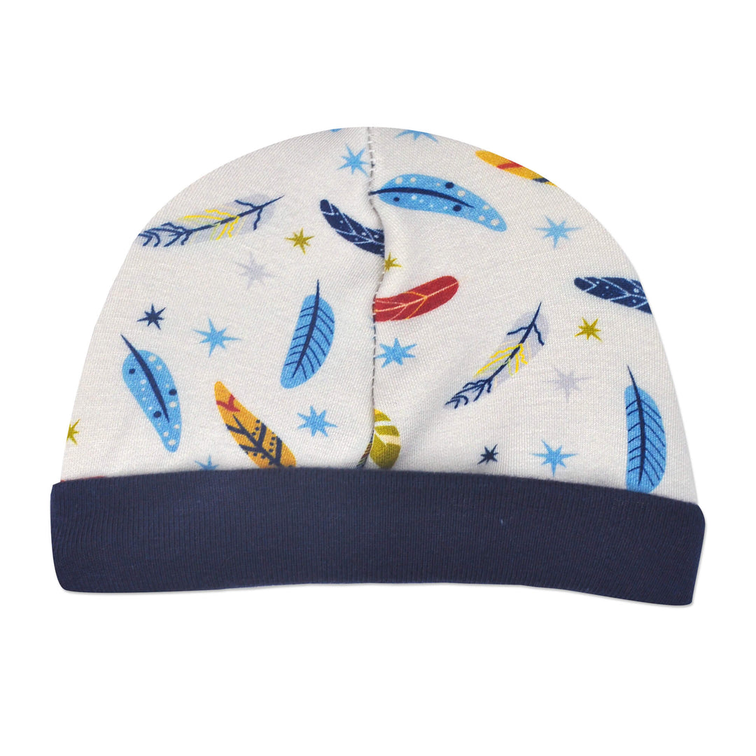Navy Feathers Bamboo Cap