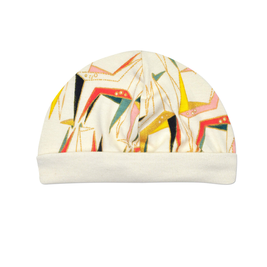 This little Organic Giraffe cap is perfect for preemies. The fold-up band helps keep bright lights out of little eyes, and provides growing room.
