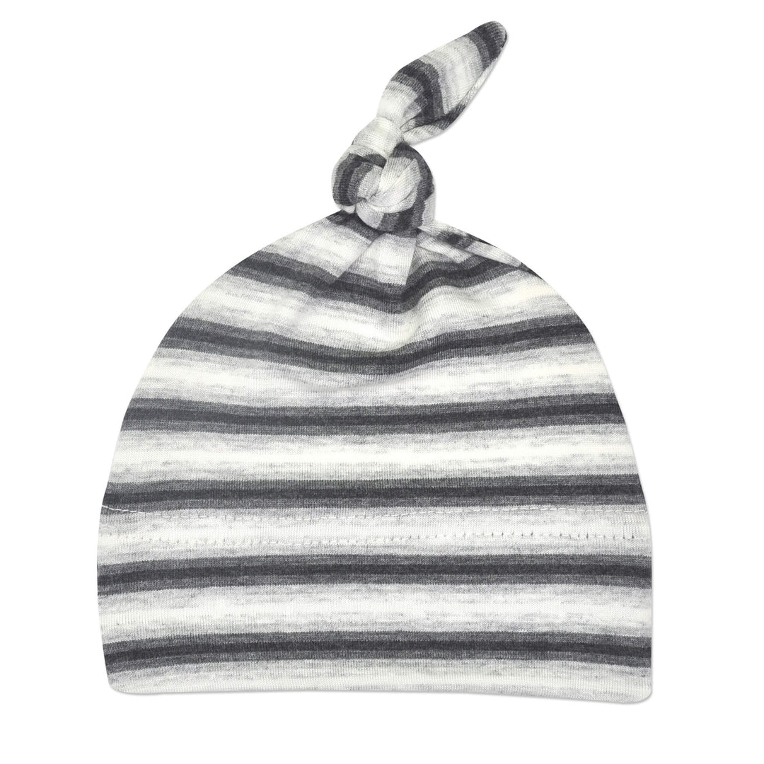 Grey Stripe Cotton Knot Hat