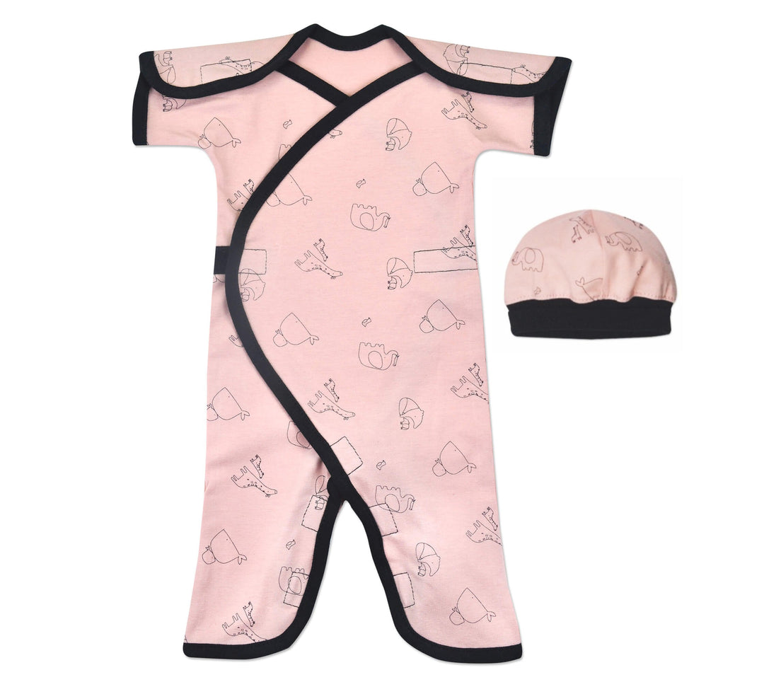 Little One Pink Short Sleeve Cotton Jumpsuit