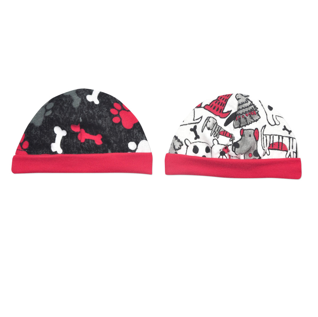 Paw Prints 2PK Flannel Cap Set