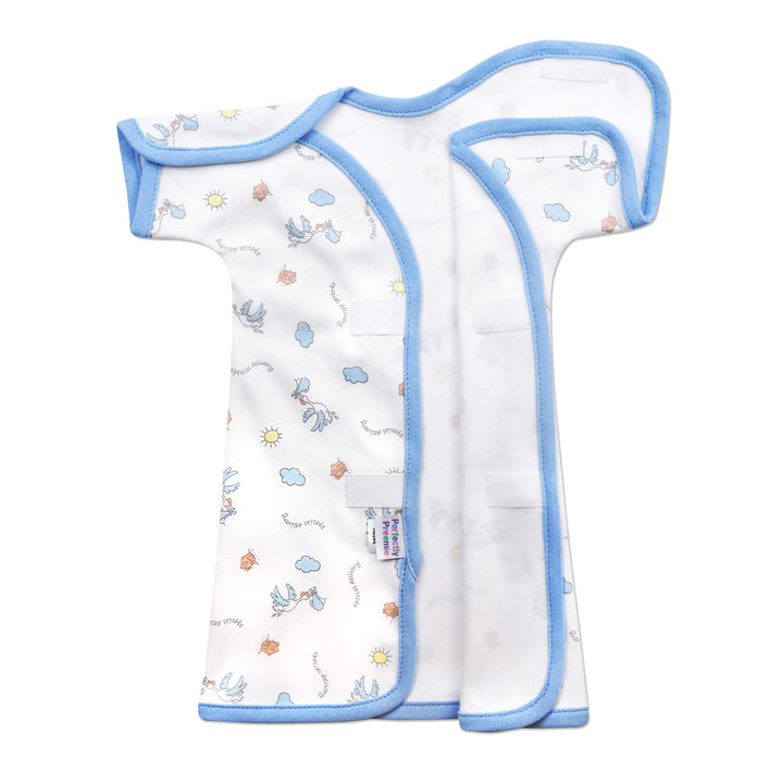 Stork Blue Cotton NICU Gown