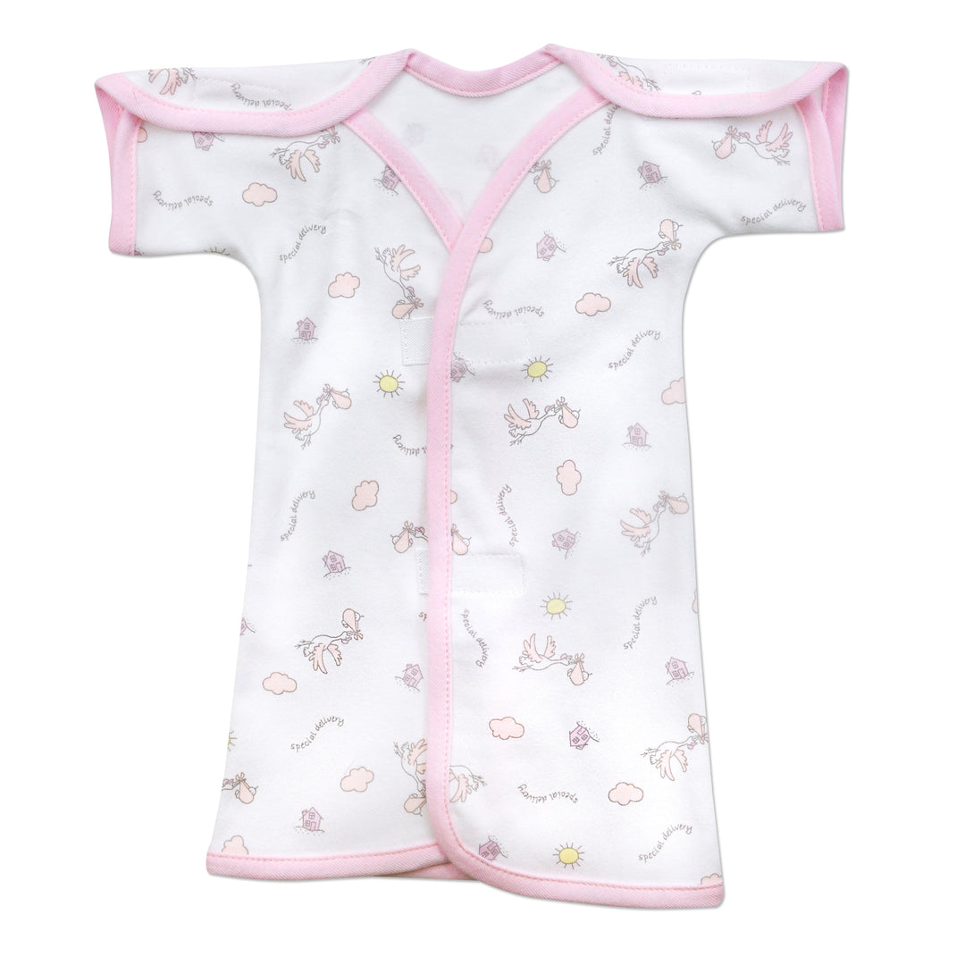 Stork Pink Cotton NICU Gown