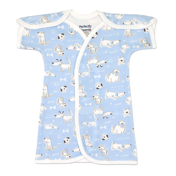 Puppy Love Blue Cotton NICU Gown