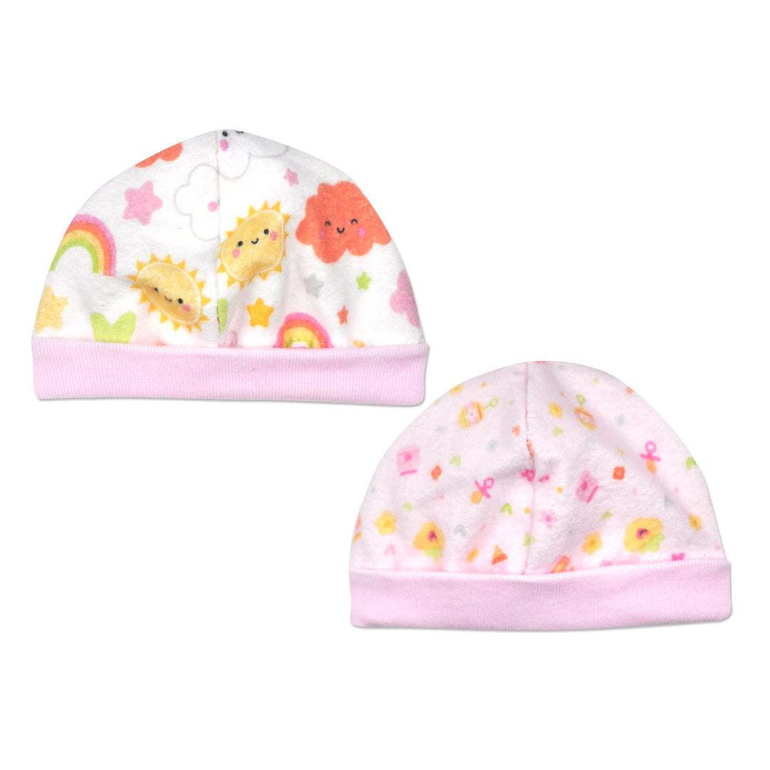 Pink Baby Toys 2PK Flannel Cap Set