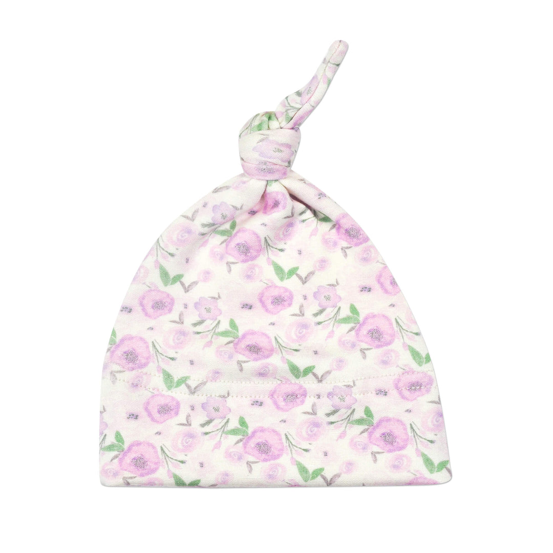 Purple Floral Bamboo Knot Hat