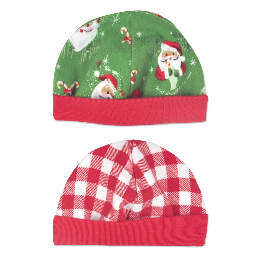 Santa 2PK Flannel Cap Set