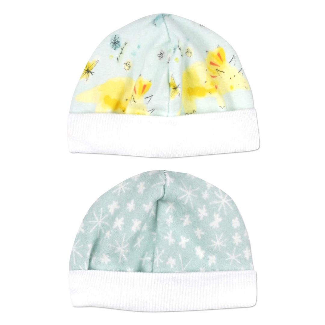 Baby Dinos 2PK Flannel Cap Set