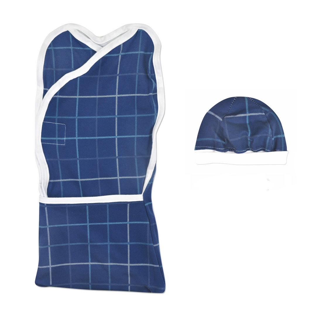 Blue Plaid Pea Pod Swaddler
