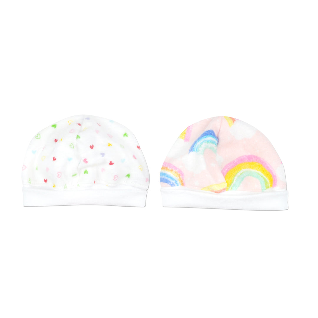 Rainbow and Heart 2Pk Flannel Cap Set