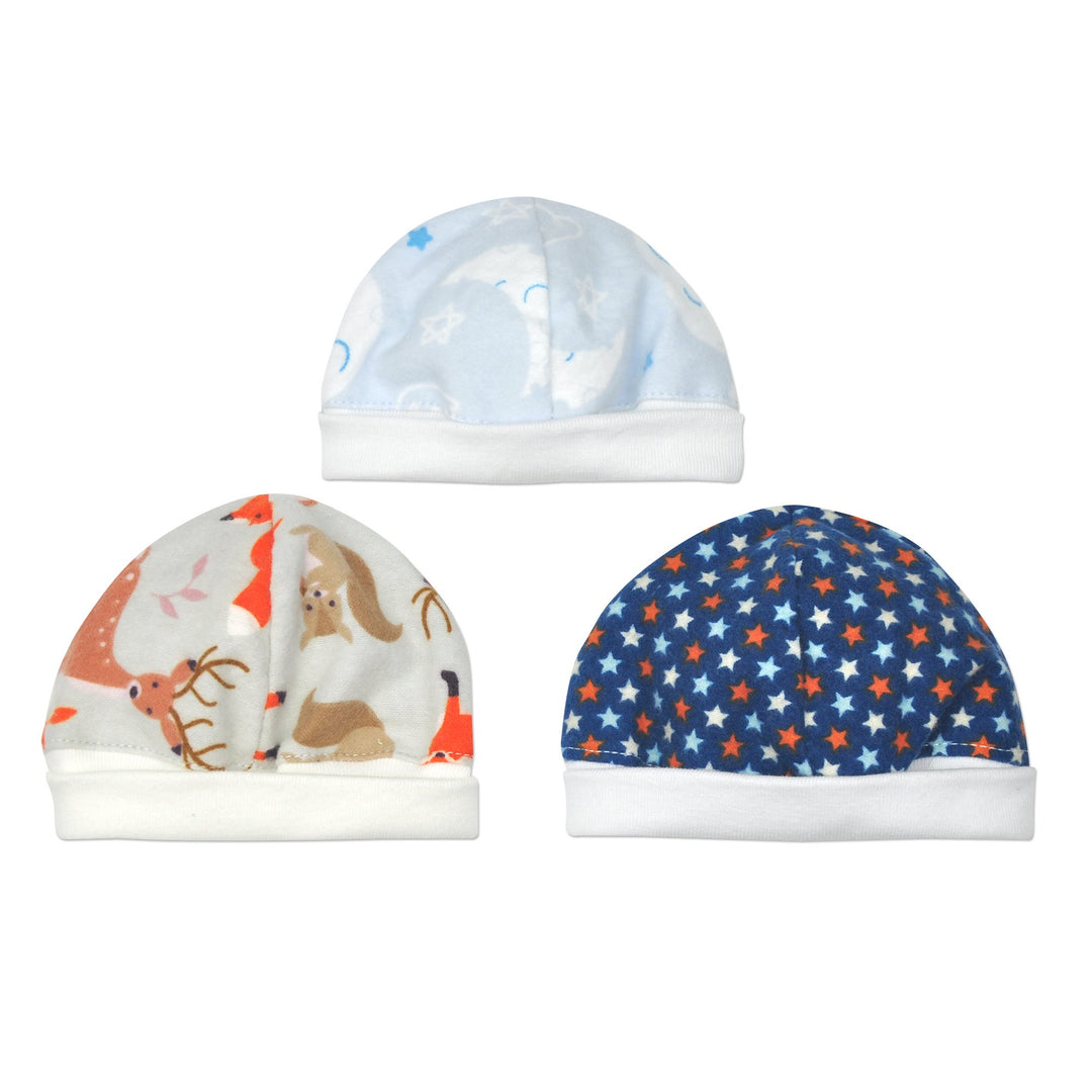 Little Boys Assorted Flannel Caps - 3pk