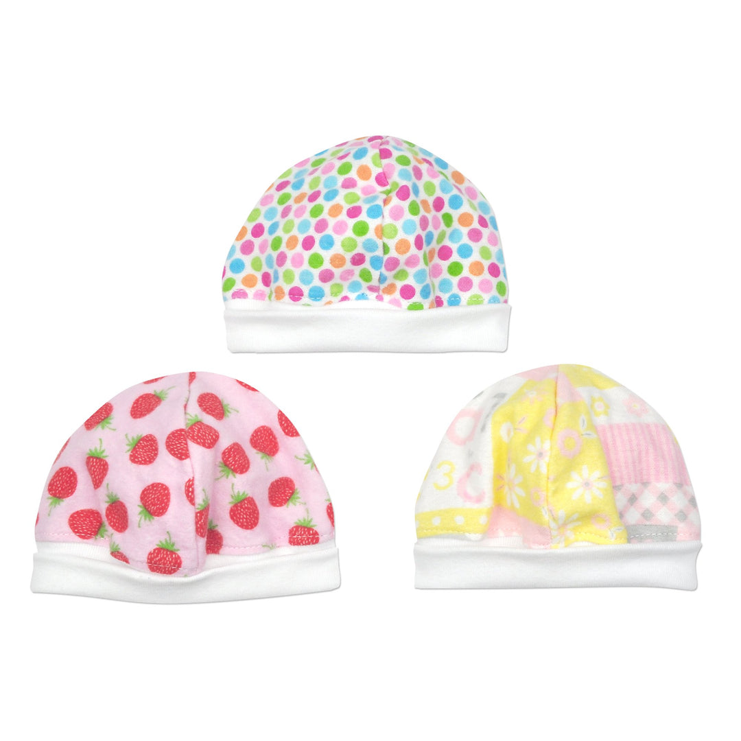 Little Girl Assorted Flannel Cap - 3pk