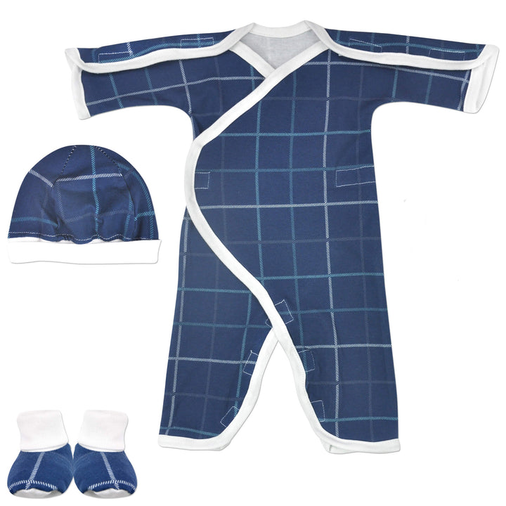 Blue Plaid Long Sleeve Cotton NIC-Jumpsuit