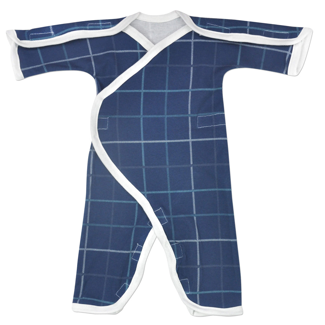 Blue Plaid Long Sleeve Cotton NIC-Jumpsuit