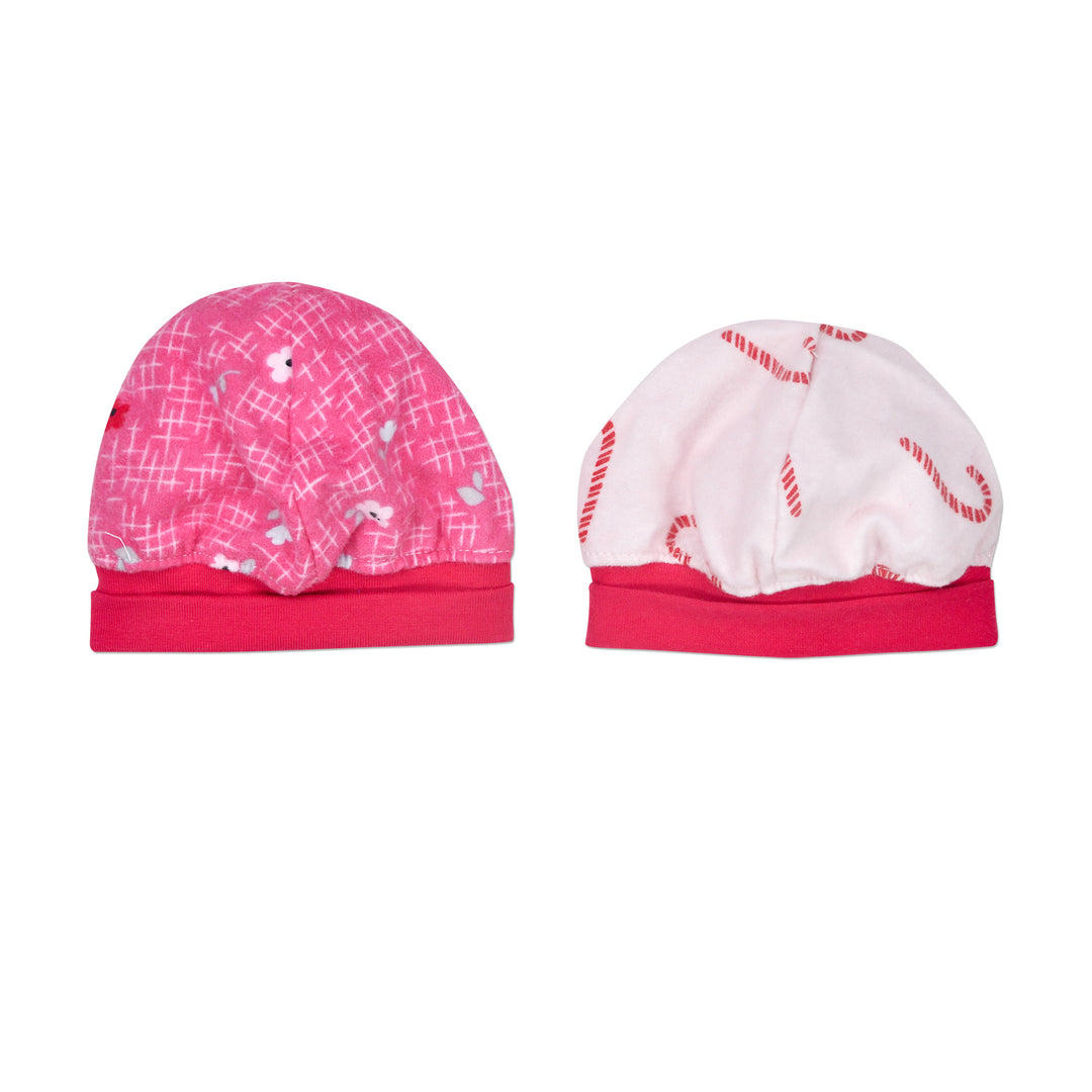 Candy Cane Flannel 2PK Cap Set