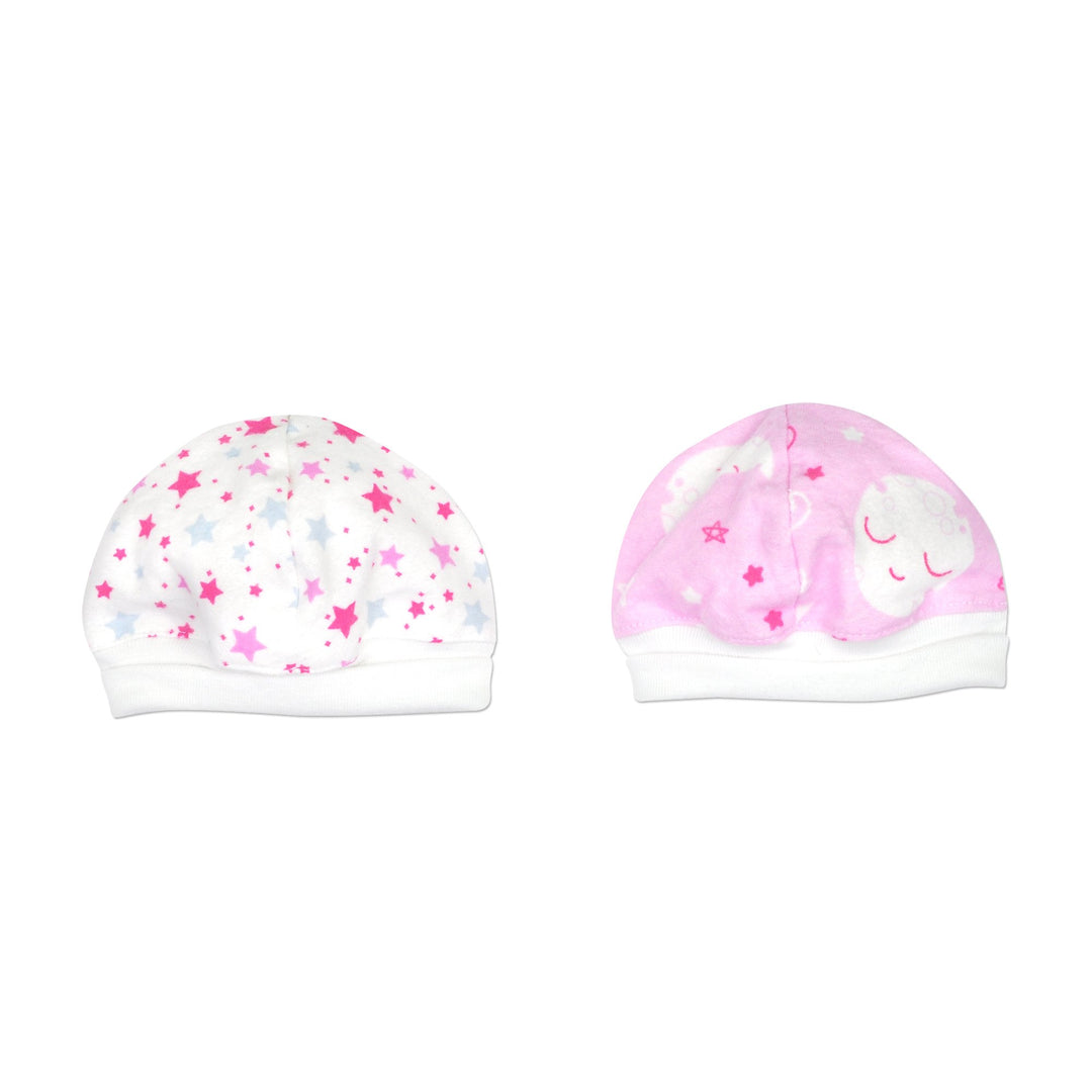 Sleepy Time Moon Pink Flannel Caps - 2pk