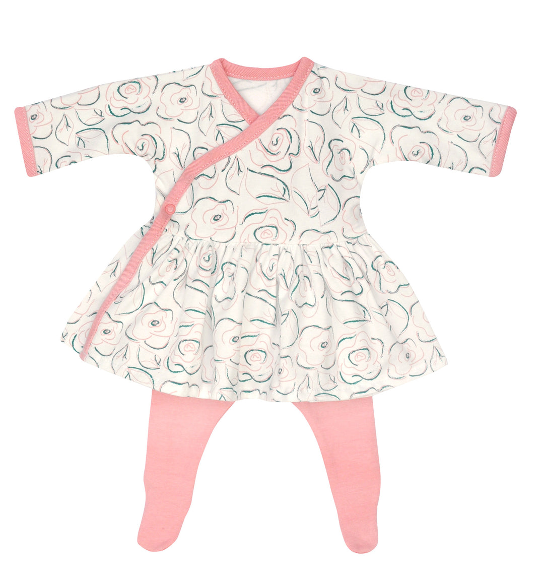 Preemie Girls Side Snap Dress With Matching Tights
