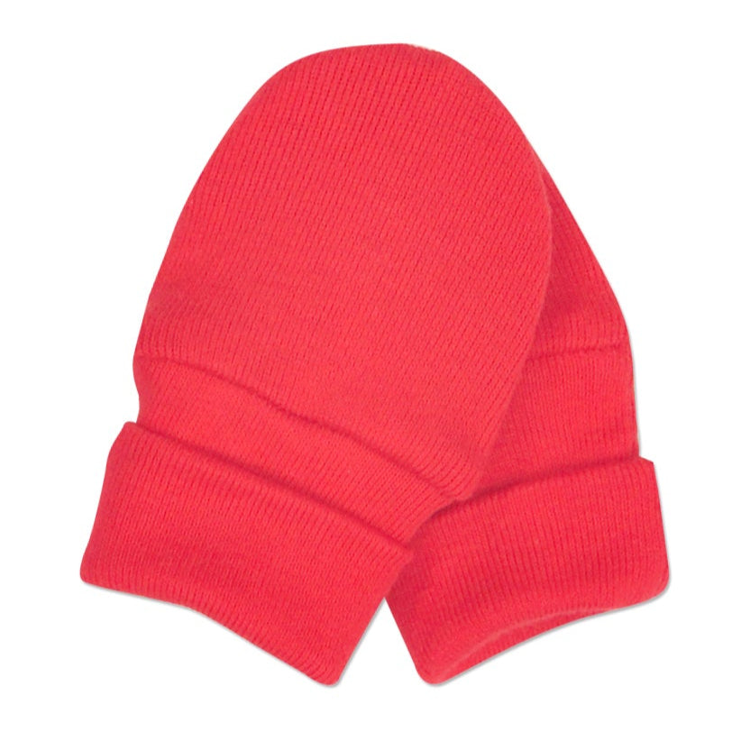 Solid Red Cotton Mittens