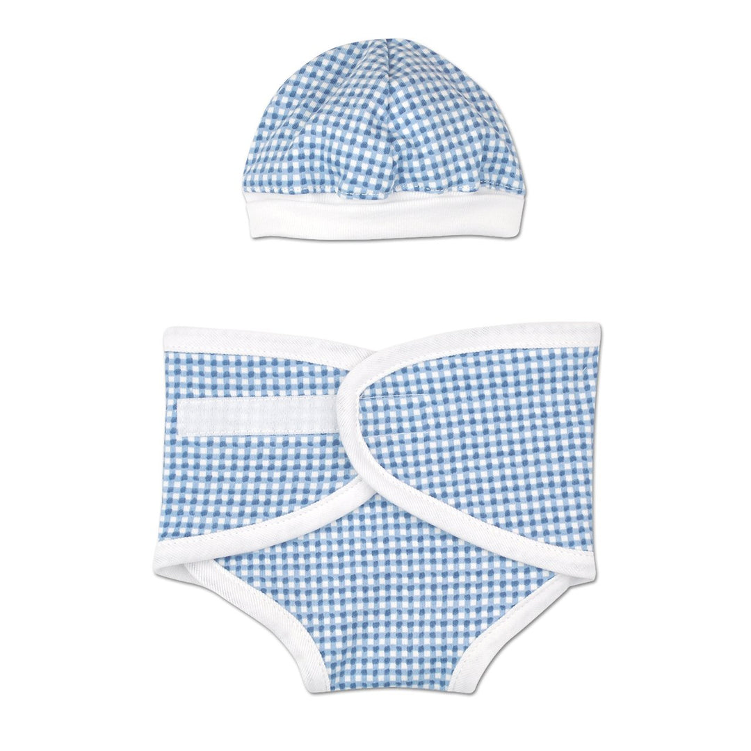 Blue Gingham Diaper Cover Set