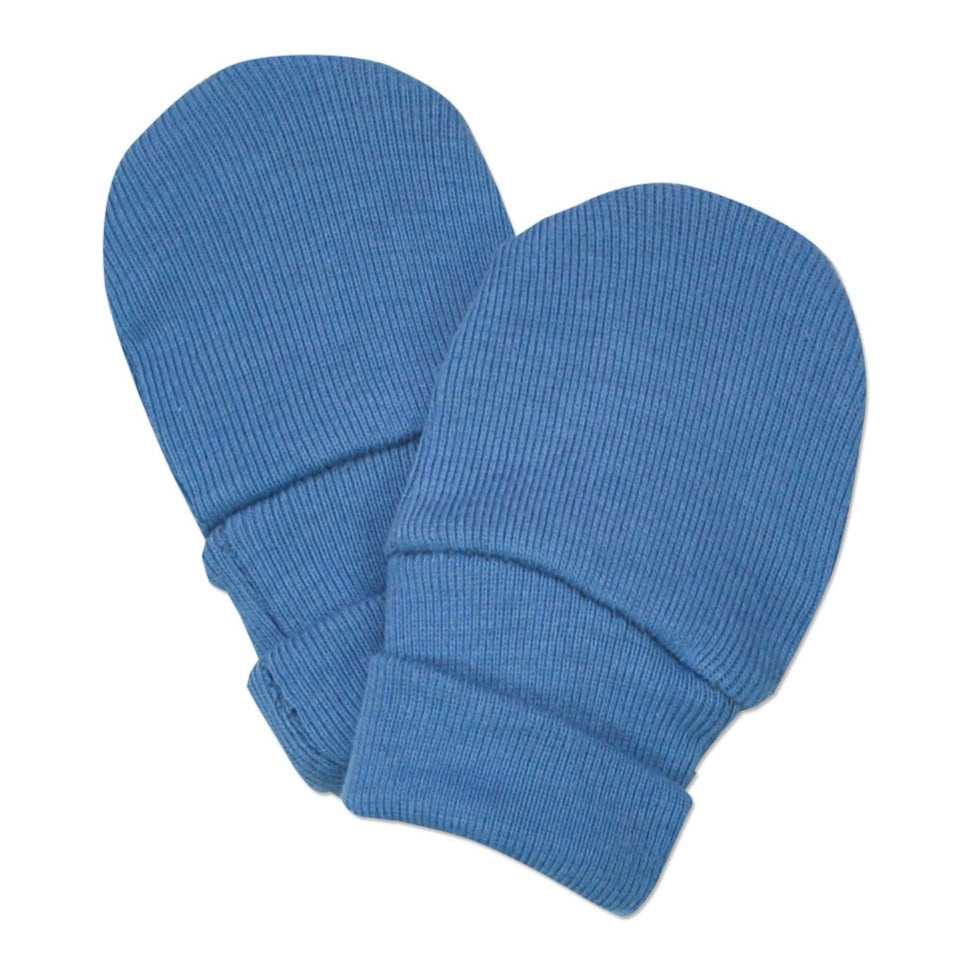 Solid Steel Blue Cotton Mittens