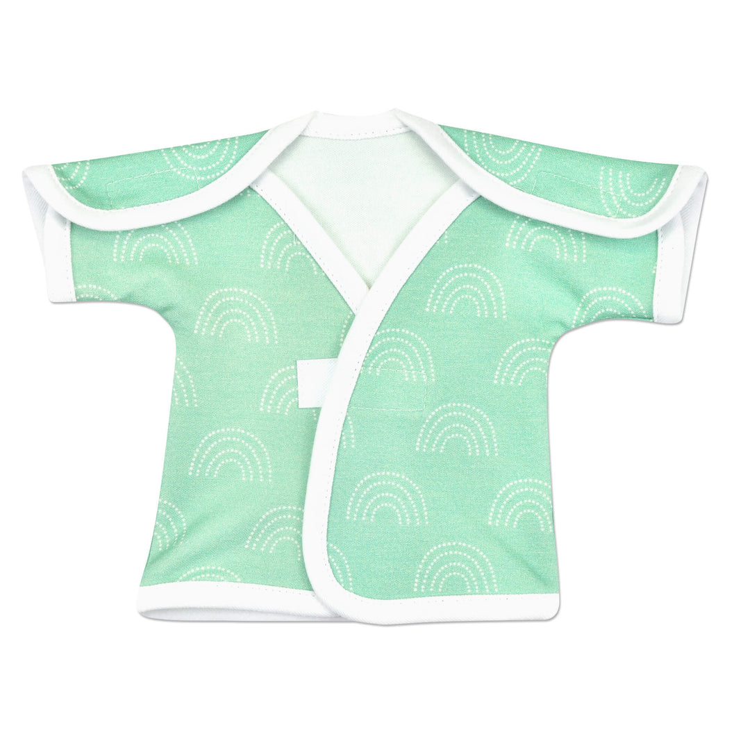 NICU Shirt with the Bowe Rainbow print. This little shirt is a perfect first shirt for preemies