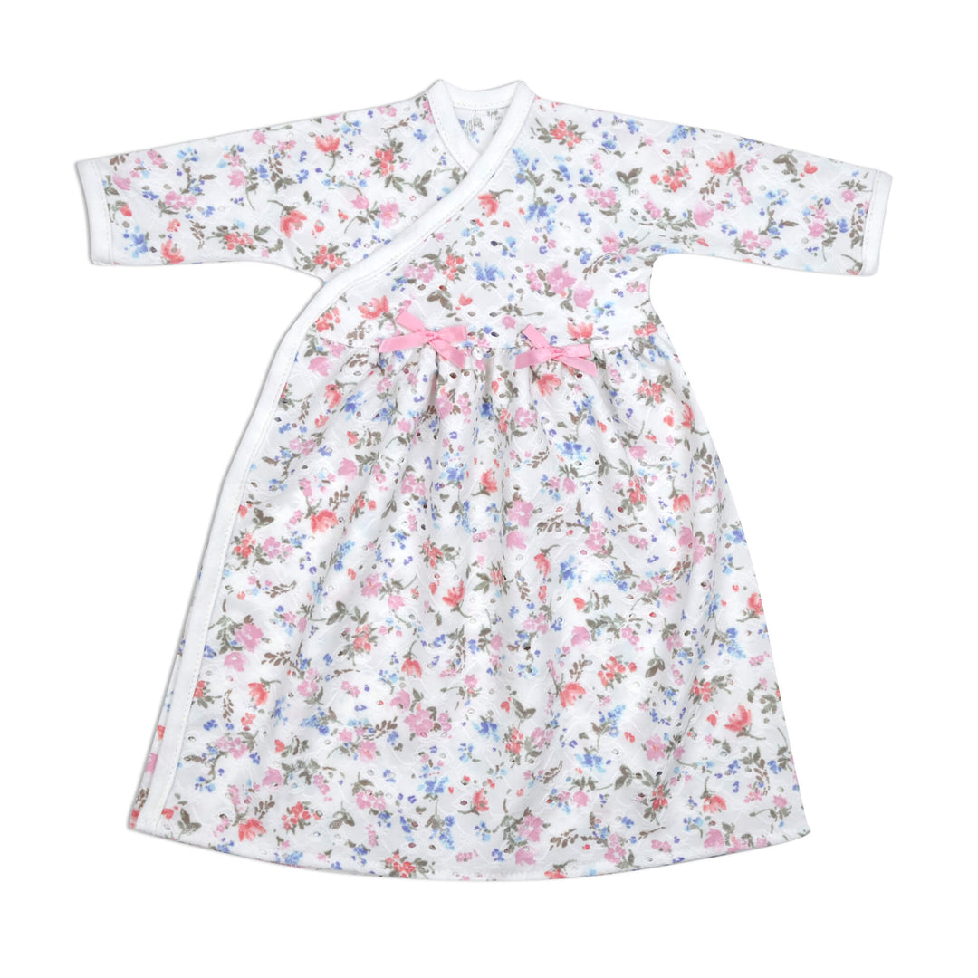 Floral Eyelet Long Wrap Dress