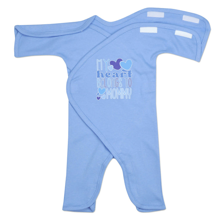 "My Heart Belongs to Mommy" Blue Cotton Long Sleeve NIC-Jumpsuit