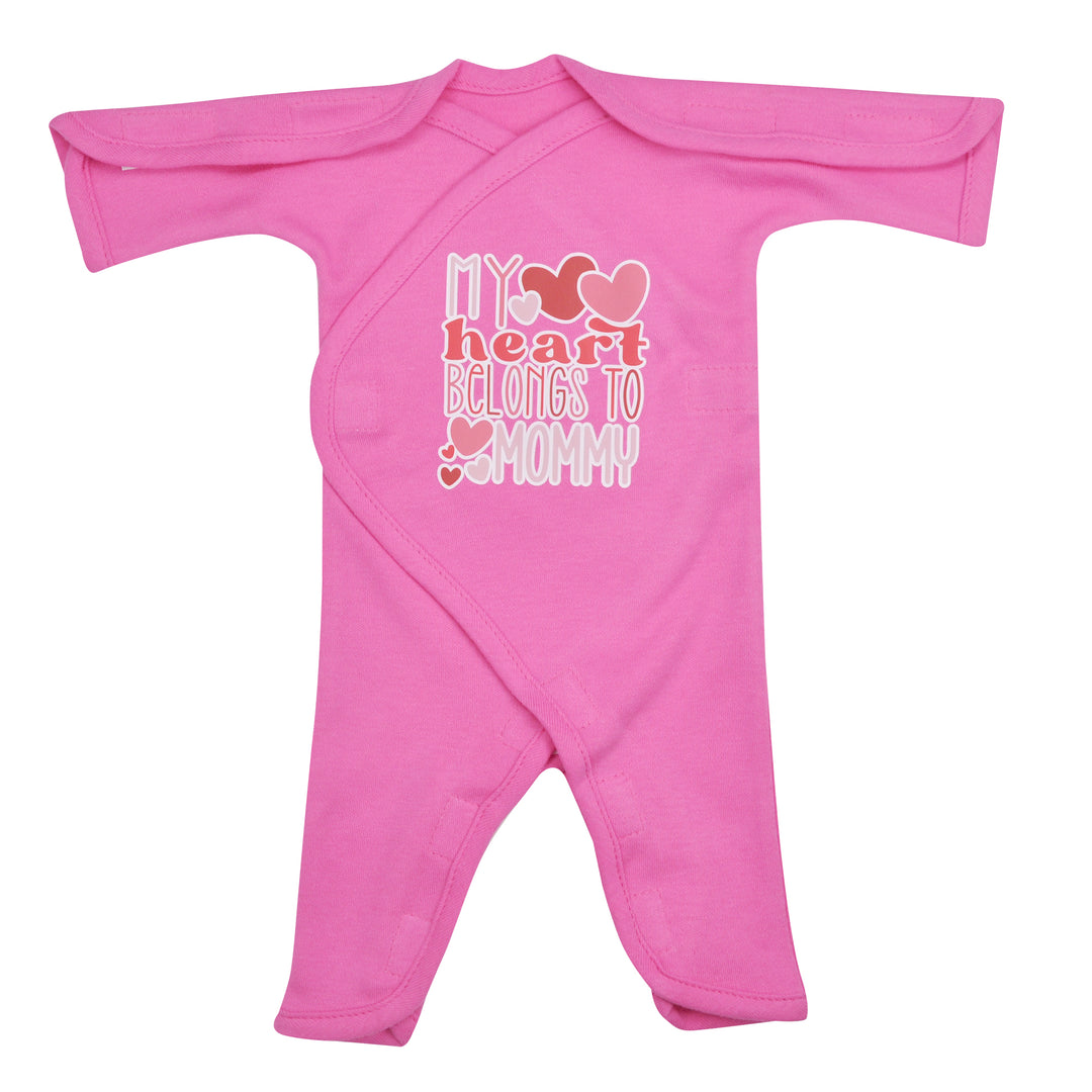 "My Heart Belongs to Mommy" Hot Pink Cotton Long Sleeve NIC-Jumpsuit