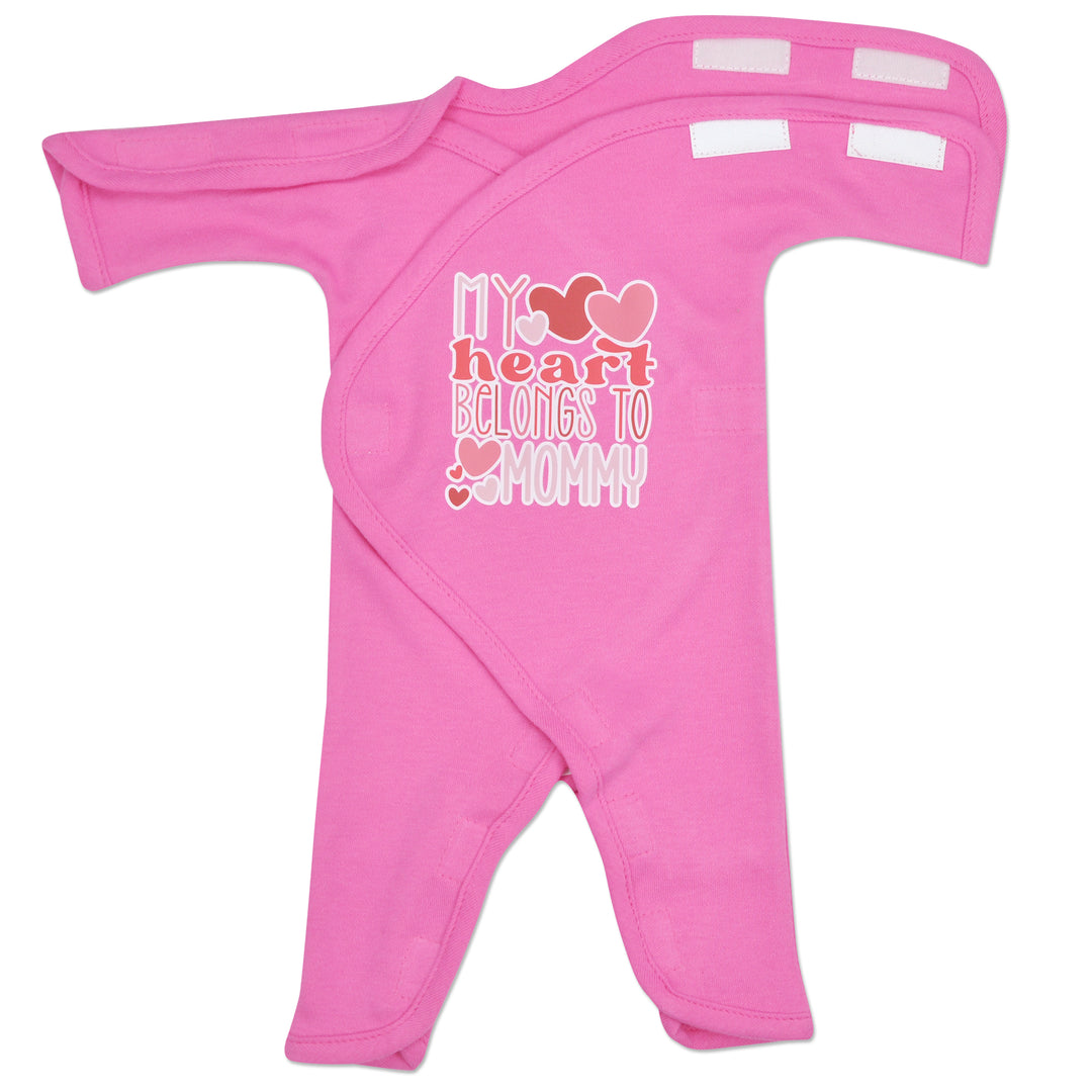 "My Heart Belongs to Mommy" Hot Pink Cotton Long Sleeve NIC-Jumpsuit