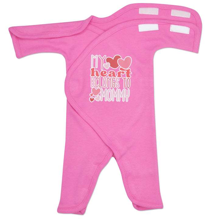 "My Heart Belongs to Mommy" Hot Pink Cotton Long Sleeve NIC-Jumpsuit