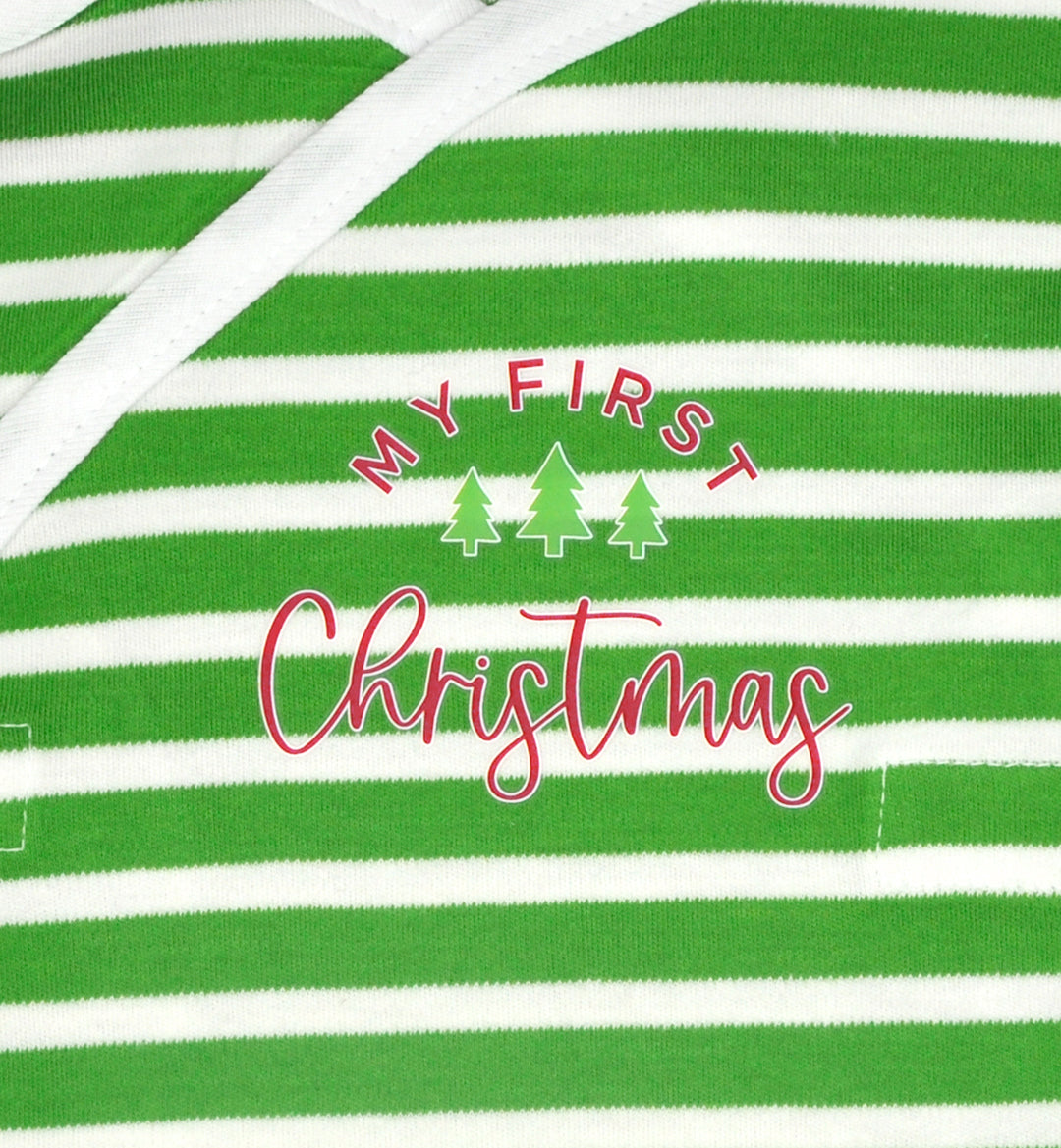 "My First Christmas" White Stripe Long Sleeve NIC-IV Shirt
