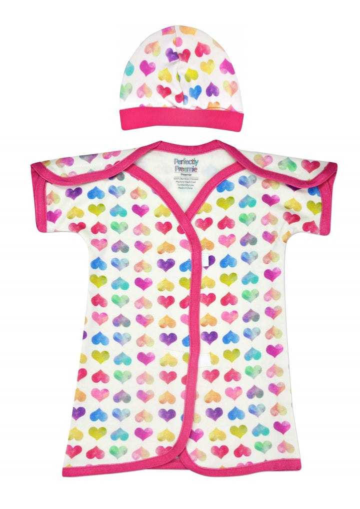 Colorful Hearts Bamboo NICU Gown