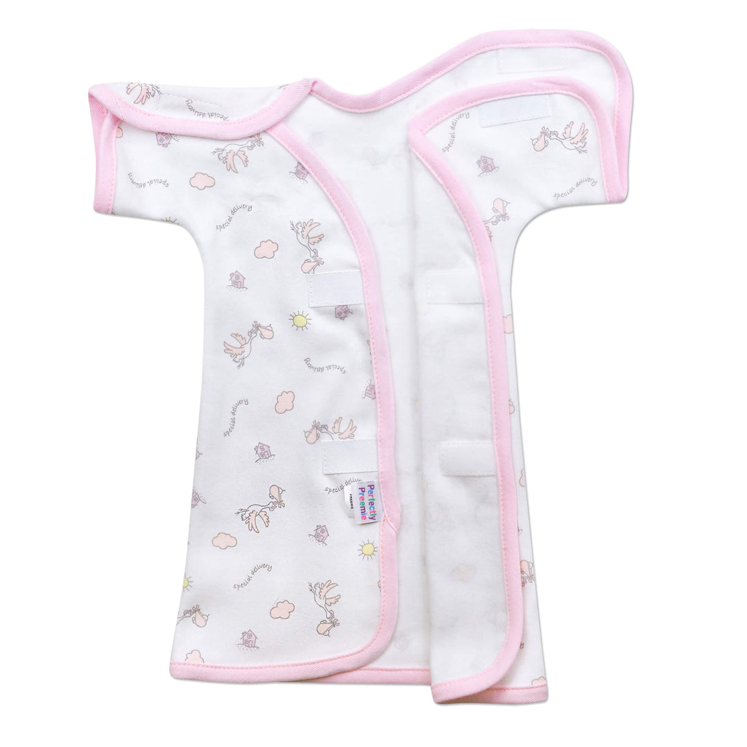 Stork Pink Cotton NICU Gown