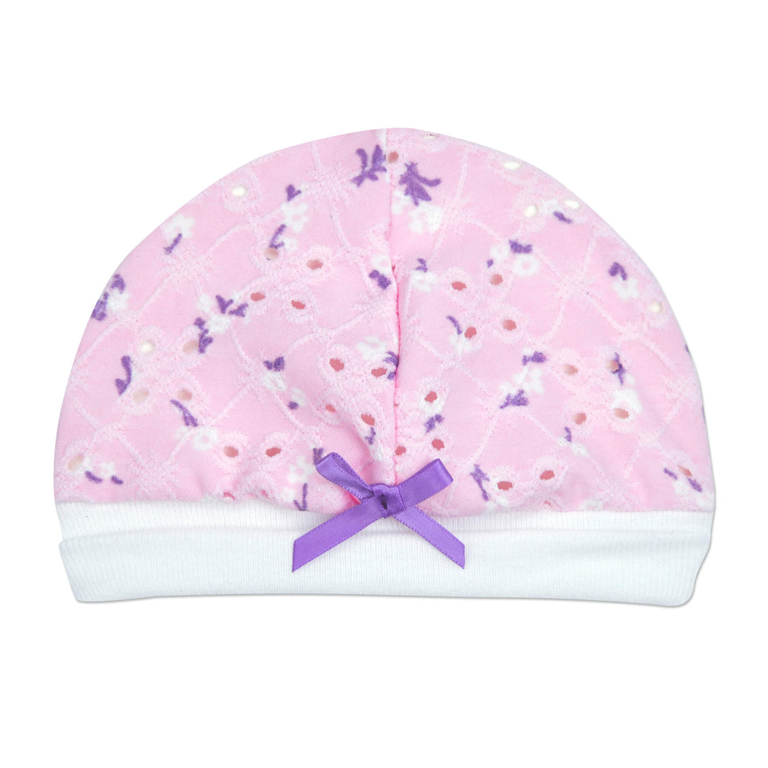 Pink Floral Eyelet Cap