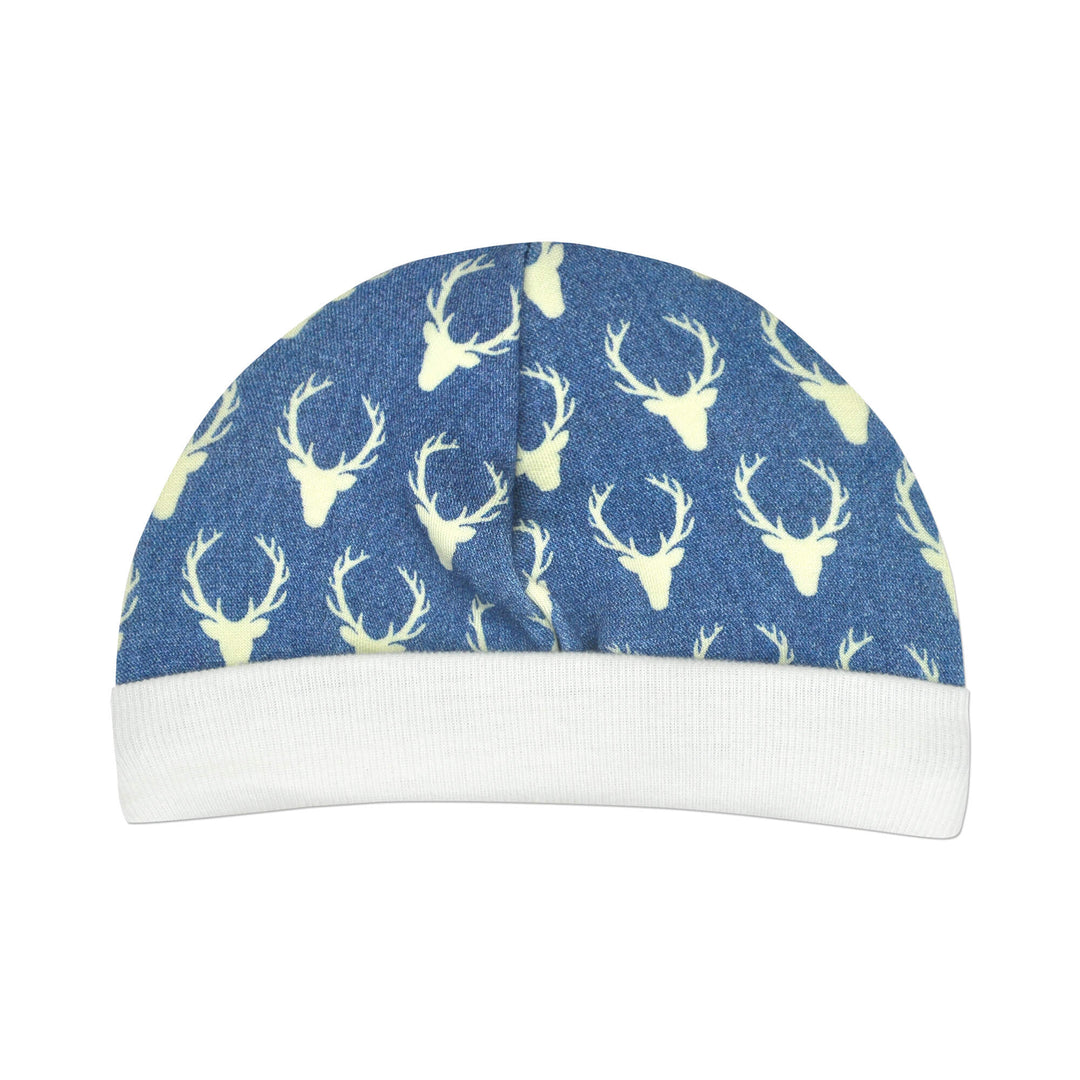 Bamboo Cap in the Stag print. The perfect thing for little preemies.