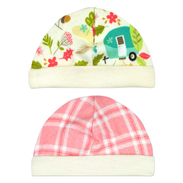 Happy Camper 2PK Flannel Cap Set