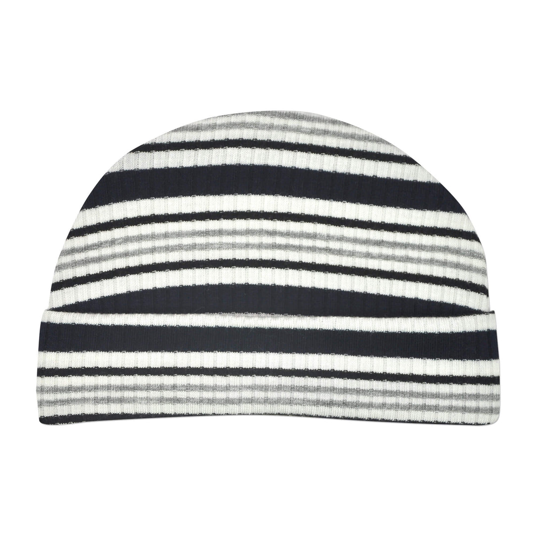 Navy and Gray Stripe Touqe Cap
