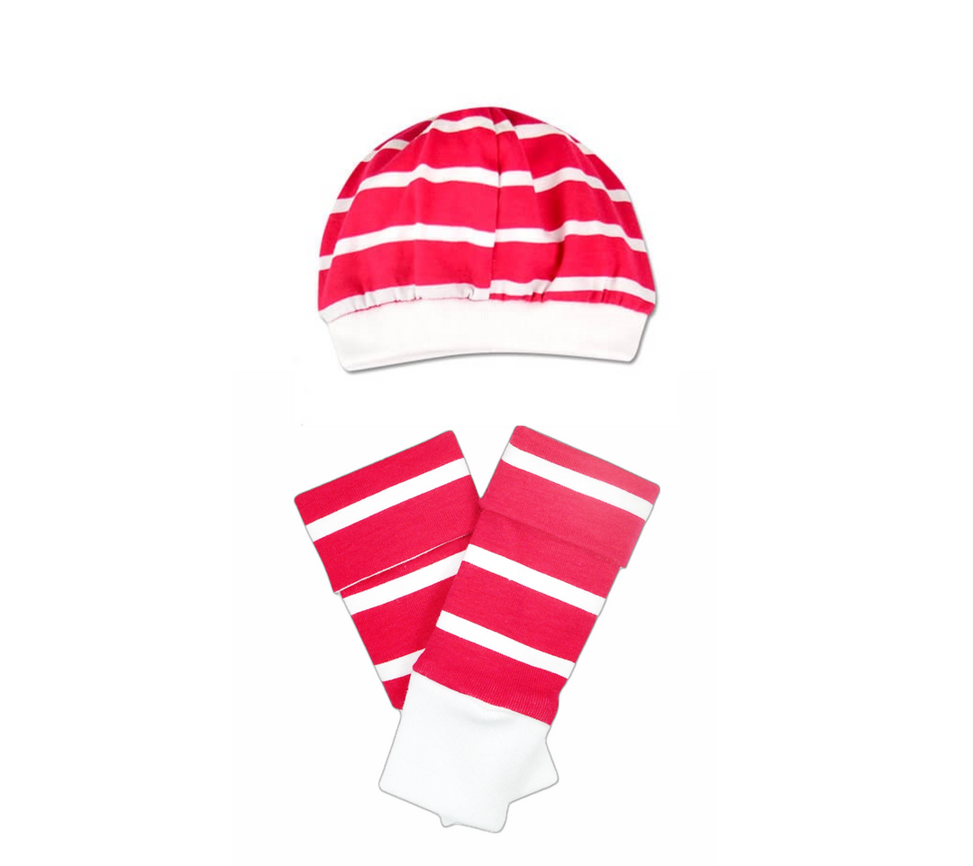 Red Stripe Hat & Legwarmer Set