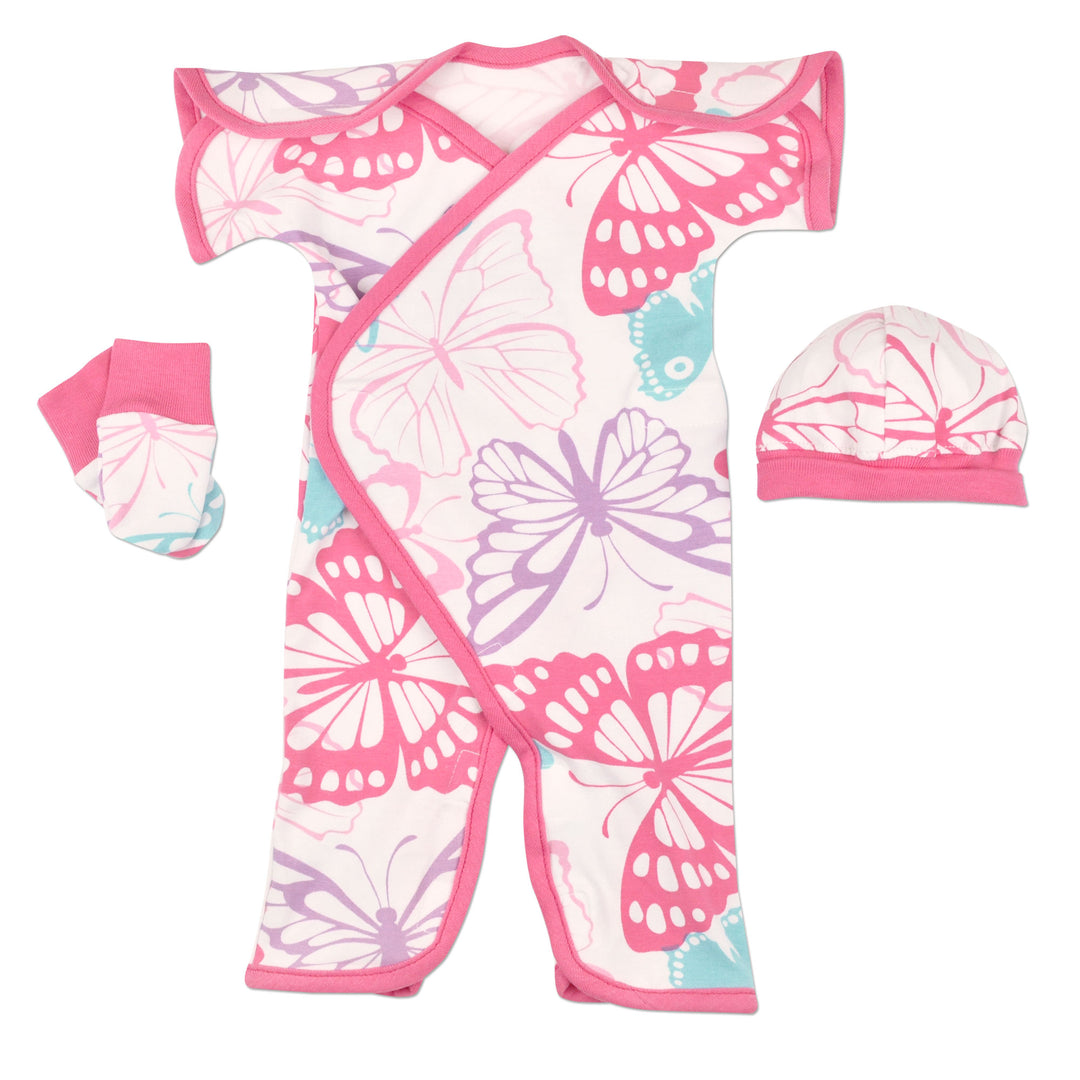Fuchsia Butterfly Short-Sleeve NIC-Jumpsuit