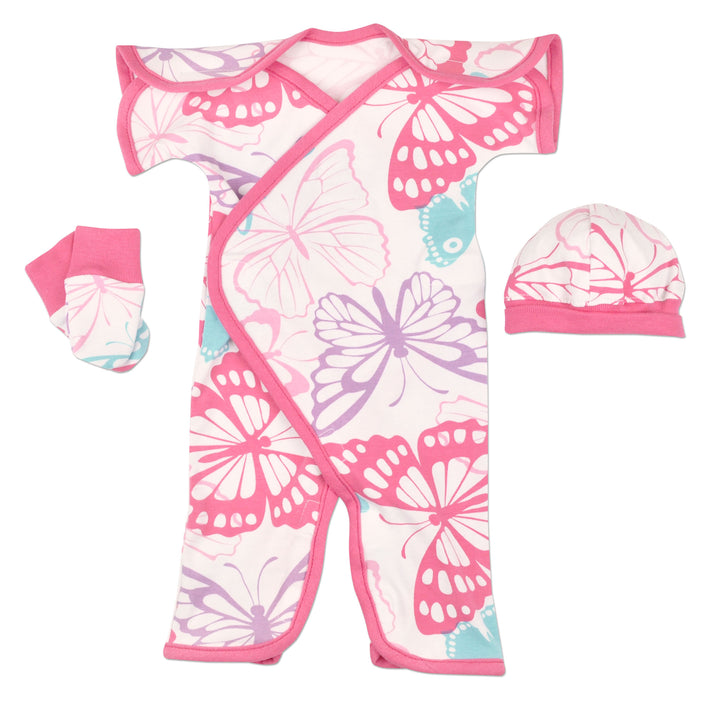 Fuchsia Butterfly Short-Sleeve NIC-Jumpsuit