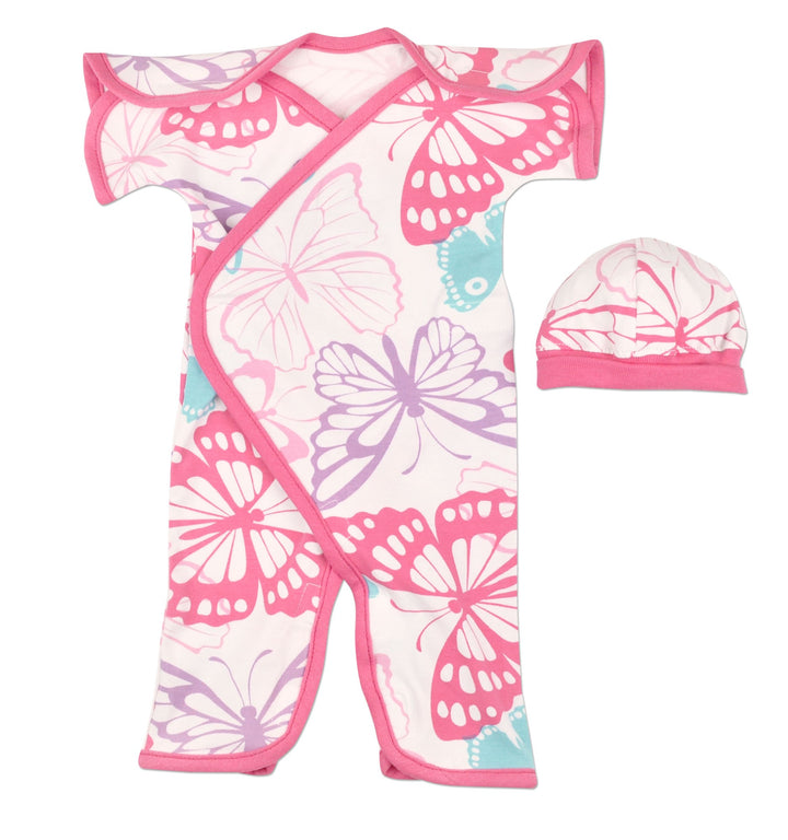 Fuchsia Butterfly Short-Sleeve NIC-Jumpsuit
