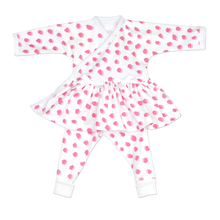 Preemie Girls Polka Dot Side Snap Dress With Matching Pants