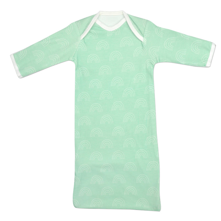 Unisex Preemie Rainbow Teal Bamboo Sleeper Gown