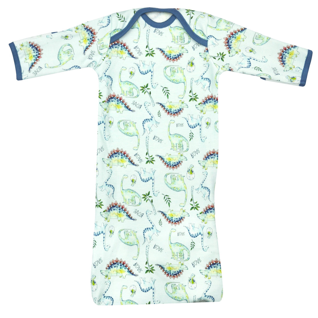 Preemie Boys Dino Print Bamboo Sleeper Gown