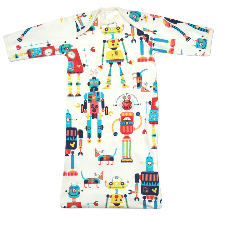 Robot Print Preemie Boy's Sleeper Gown