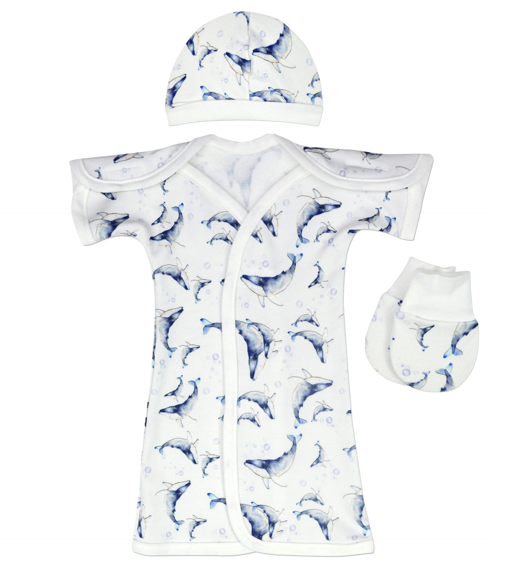 Whales Bamboo NICU Gown