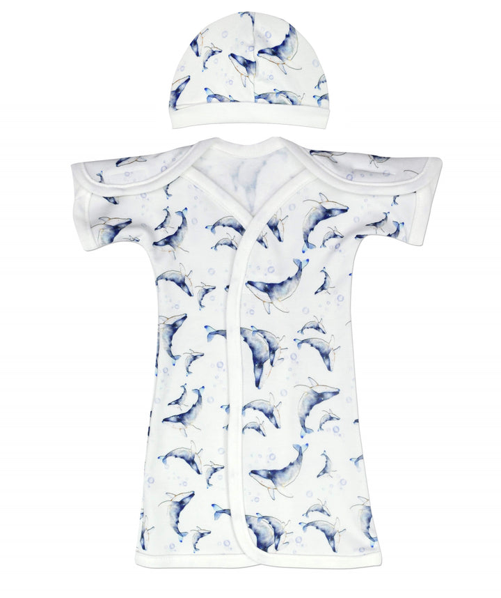 Whales Bamboo NICU Gown