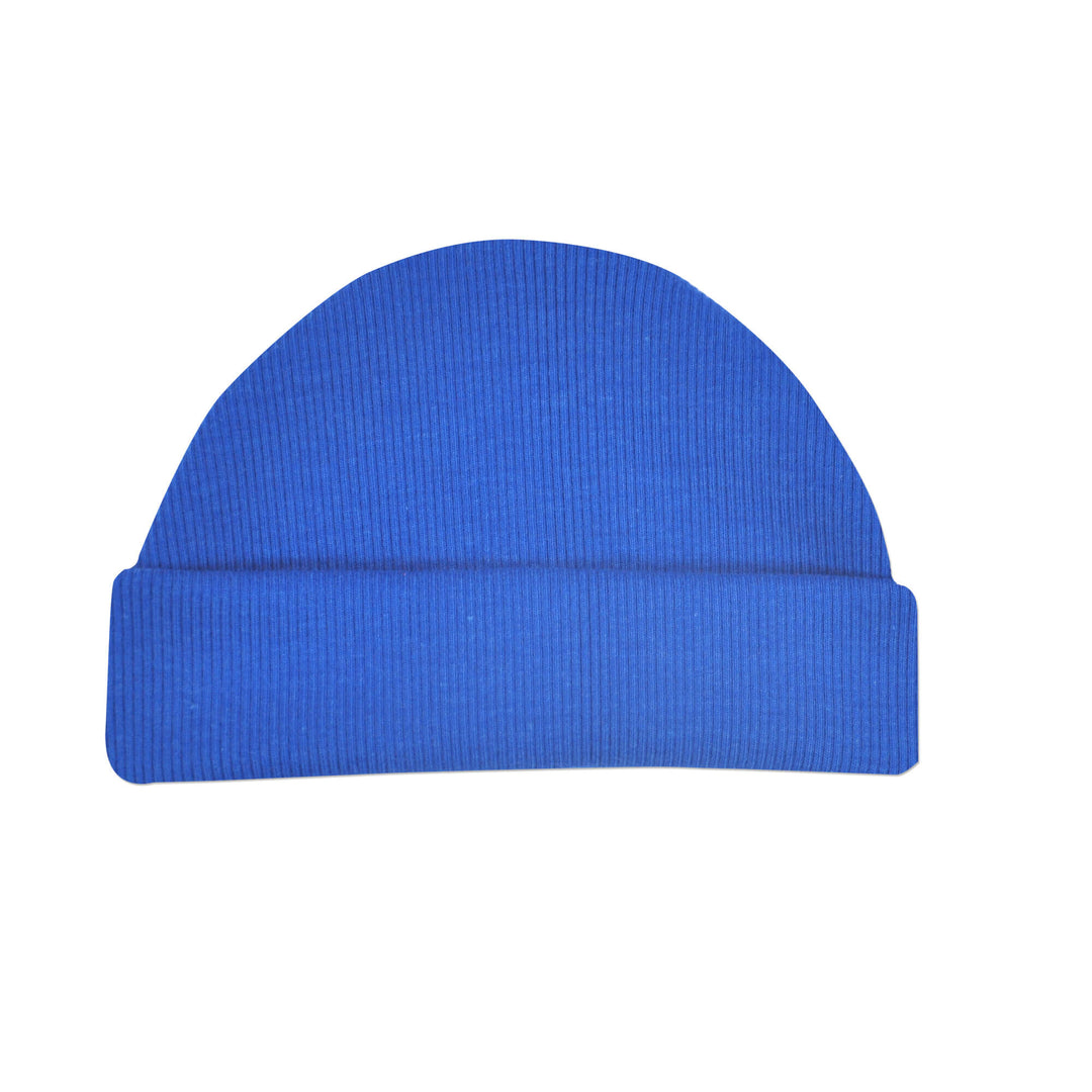 Blue Ribbed Touqe Cap